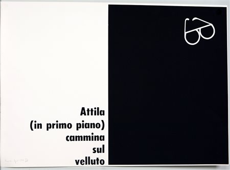 Emilio Isgrò (Barcellona Pozzo di Gotto 1937)"Attila", 1966serigrafia, cm...