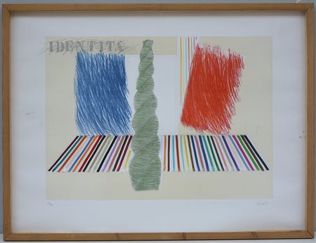 Mario Ceroli (Castel Frentano 1938)"Identità" serigrafia e collage (foglio cm...