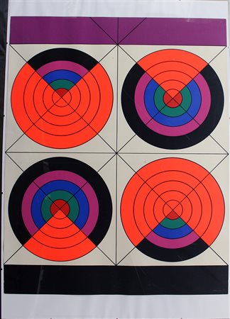 Edival Ramosa (Brasile 1940)"Senza titolo" 1970 litografia a colori - prova...