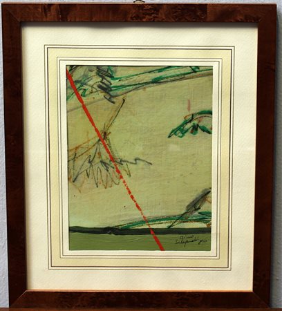 Gino Scagnetti (1940)"Senza titolo" 1980 tecnica mista su carta intelatacm...