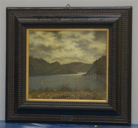 Giuliano Amadori (Bologna 1883 - 1972)"Veduta del lago Maggiore, temporale...
