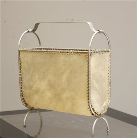 Portariviste con struttura in alluminio e pareti in pergamoide. Italia, anni...