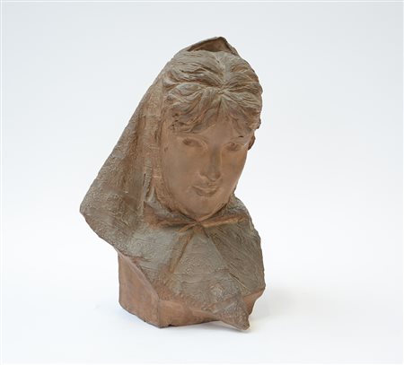 Ignoto, secolo XIX, "Ritratto di donna" Scultura in terracotta (h cm 33,5)