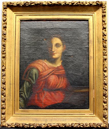 Artista del secolo XVII "Santa" olio su tela (cm 66x55) (gravi difetti e...