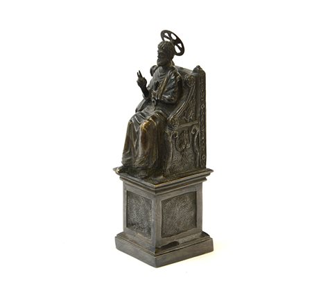 Ignoto,"San Pietro" scultura in bronzo (h cm 25)