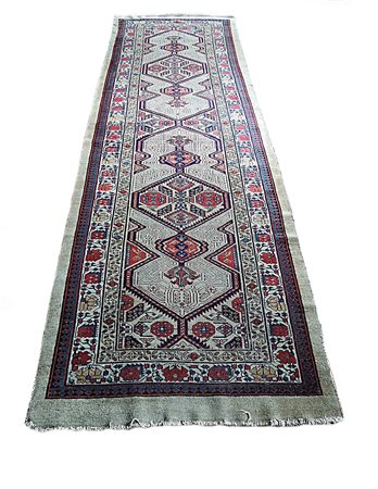 Tappeto passatoia Hamadan, Persia , fine secolo XIX.Decoro ricco di dettagli,...