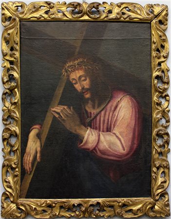 Ignoto, secolo XVII, "Cristo porta croce" olio su tela (cm 100x74) in cornice...