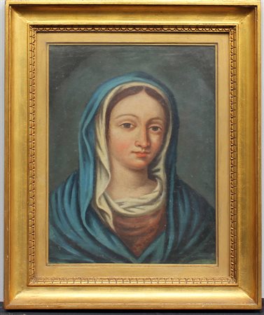 Scuola del secolo XIX, "Madonna in preghiera" olio su tela (cm 48x40,5) in...