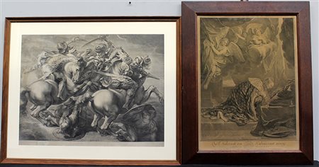 Lotto di due incisioni di soggetto e autori differenti, in cornici (difetti)