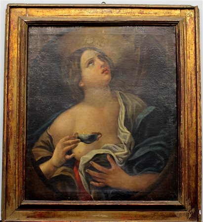 Scuola del secolo XVIII, "Figura mitologica" olio su tela (cm 70x60) in...