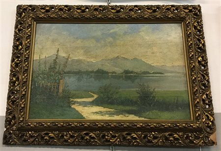Briasco "Paesaggio lacustre" '43 olio su compensato (cm 40x60) firmato e...