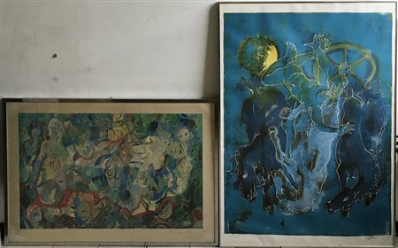 Lotto di due litografie moderne: una di Hans Erni e l'altra indecifrata,...