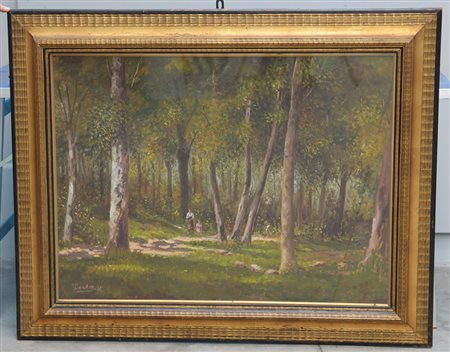 Giuliano Amadori (Bologna 1883 - 1972)"In estate nel bosco" olio su tela (cm...