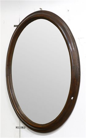 Specchiera ovale con cornice in legno a tinta scura (cm 71x92) (difetti)