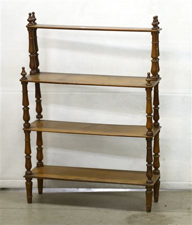 Piccola etagère a quattro ripiani con montanti torniti, secolo XIX (cm...