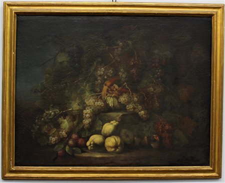 Ignoto,secolo XVIII, "Composizione di frutti vari" olio su tela (cm 84x106)...