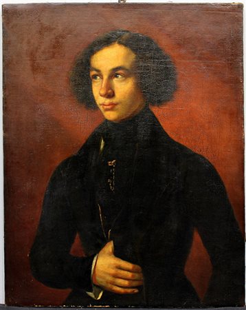 Ignoto, ''Ritratto di giovine gentiluomo'' olio su tela (cm 77x61) (difetti e...