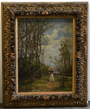 Carlo Arpini. "Figura in un paesaggio" 1893, olio su tavola (cm 60x40)...