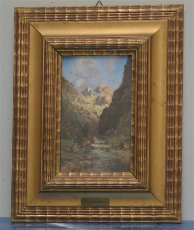 Giuliano Amadori (Bologna 1883 - 1972)"Torrente alpino" olio su compensato...