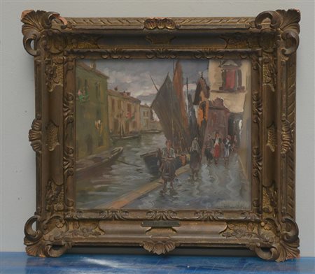 Giuliano Amadori (Bologna 1883 - 1972)"Chioggia" olio su compensato (cm...