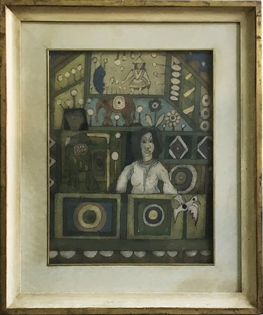 Giuseppe Serafini “Il tiro a segno” 1972 olio su cartone pressato (cm 50x40)...