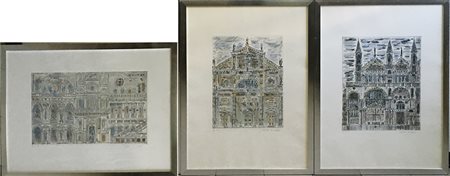 Bonfante Egidio (Treviso 1922)Gruppo di tre litografie a colori raffiguranti...
