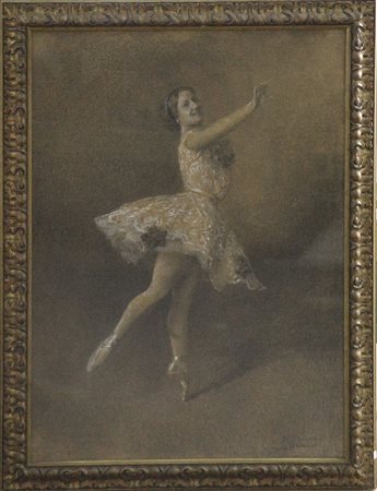 Firma indecifrata "Ballerina" 1912 disegno matita, carboncino e biacca (cm...