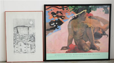 Lotto composto da una litografia moderna e un poster della Mostra degli...