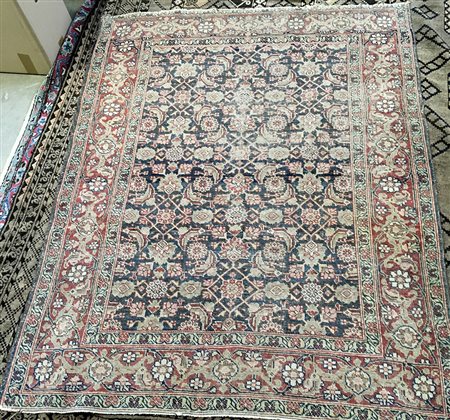 Tappeto Mahal, Persia, fine secolo XX.Decoro Herati su fondo blu. Bordura...