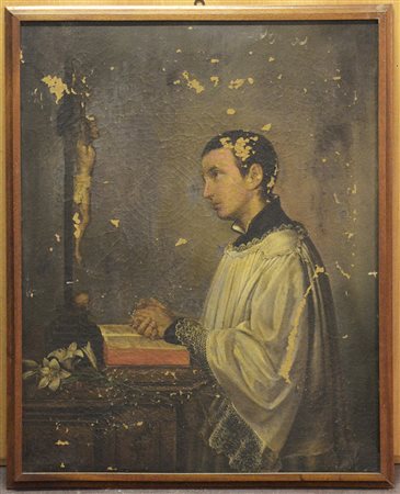 Scuola dell'inizio del secolo XIX, "Sant'Antonio con giglio e crocifisso"...