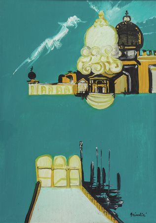 Remo Brindisi Venezia olio su tela del 1969 50x70 foto con autentica Galleria...