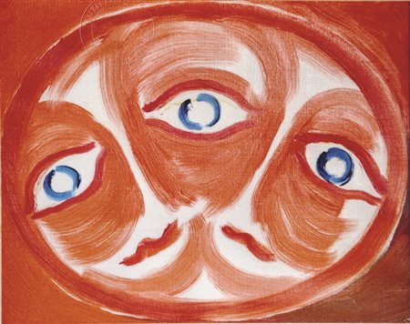 Virgilio Guidi Volti olio su tela 40x50 del 1975 autentica pittori veneti