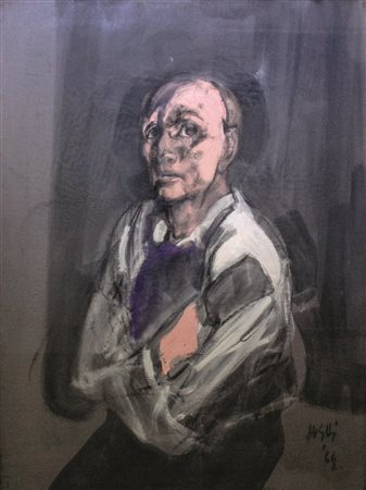 Alberto Sughi Volto olio su tela 50x70 del 1964 autentica Sughi