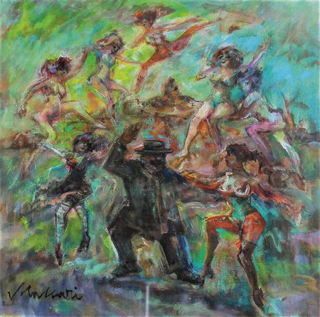 Mino Maccari Figure olio su tela 40x40 autentica Maccari provenienza galleria...