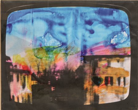 Mario Schifano Senza titolo smalto su tela emulsionata 39x49 prima metà anni...