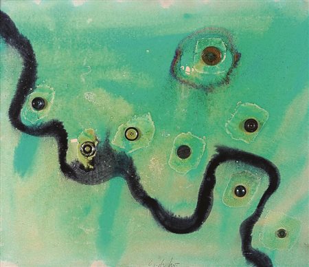 Sergio Dangelo Pleur Serpenti olio e applicazioni su tela del 1973 70x80...