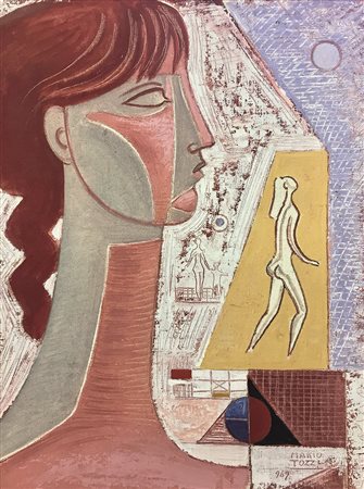 Mario Tozzi Busto olio su tela del 1969 65x50 archivio Tozzi e catalogo generale