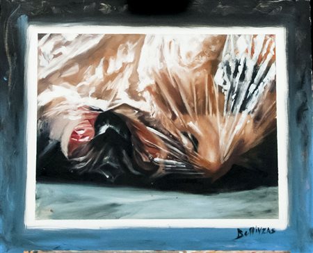 MAURIZIO BELLINZAS Soffocare per amore non è sempre negativo olio su tela cm...