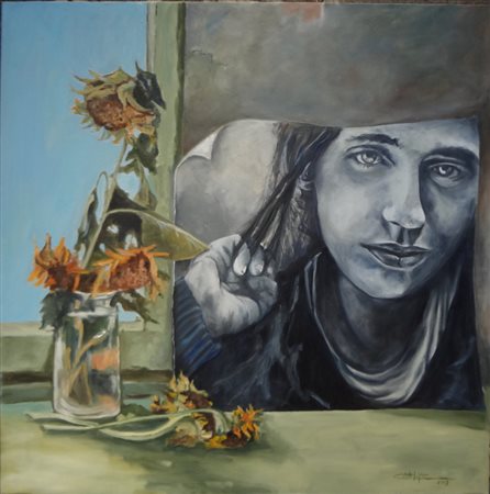 SERGIO COLOMBO Quando la vita diventa un ricordo olio su tela cm 90x90