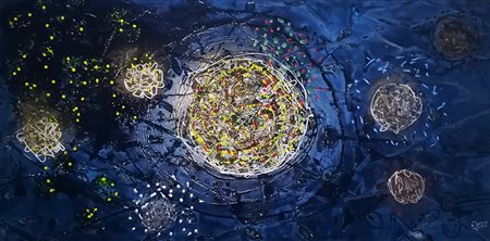 EGIDIO PERNA Universo acrilico, multi materiale (Colla, Fil di ferro,...