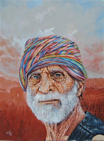 SAUL Il cieco di Gerico, Bartimeo olio su tela cm 70x50