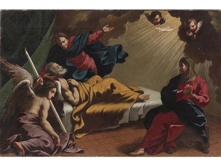 Anonimo Maestro del XVII secolo Morte di S. Giuseppe 62,5x94,5 cm Olio su tela