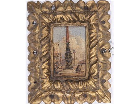 Anonimo Anonimo (XIX secolo) Piazza San Marco Venezia 8,7x5,5 cm Olio su tavola