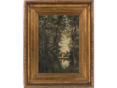 Anonimo Anonimo (XIX secolo) Paesaggio 59,5x41 cm Olio su tela