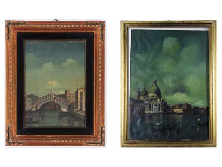 Chitarin Chitarin (XX secolo) Coppia di Venezie 35x25 cm Olio su tela