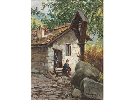 Francesco Domeneghini Francesco Domeneghini (1860-1950) Degna 36x27 cm Olio...