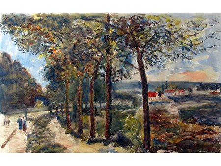 Anonimo Anonimo (XX secolo) Paesaggio 45x65 cm Acquarello su carta