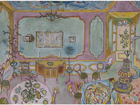 Anonimo Anonimo (XIX secolo) Interno 30x40 cm Olio su cartoncino telato