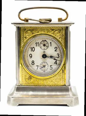 OROLOGIO DA TAVOLO in metallo con quadrante a numeri arabi con movimento a...