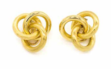 ORECCHINI in oro giallo a guisa di nodo,gr. 17,3